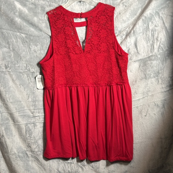 NWT Torrid Red choker‎ lace babydoll top  Sleeveless Lace  torrid size 2 18 / 20 - Picture 3 of 9